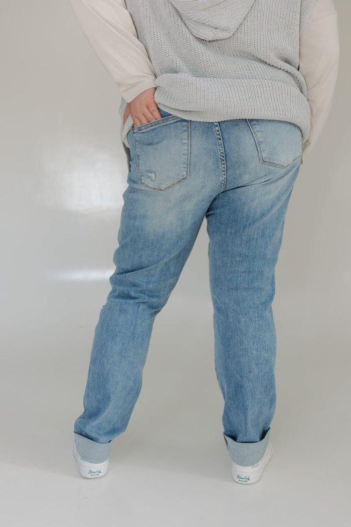 JUDY BLUE HIGH WAISTED DESTROYED BOYFRIEND JEANS IN MEDIUM WASH - Love Marlow