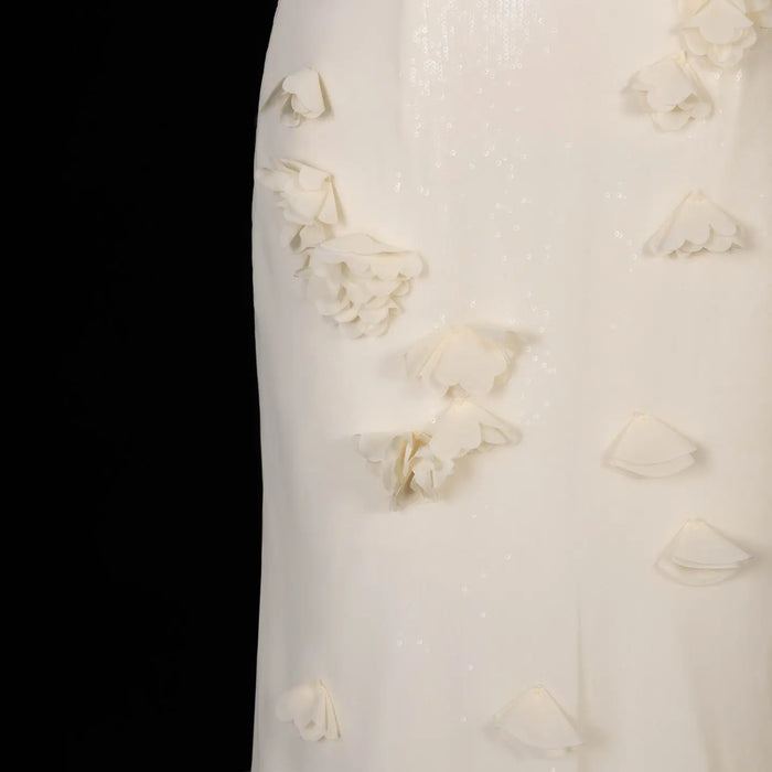 Light Yellow 3D Floral Chiffon Mermaid Evening Dress SF438 Sheer Fairy