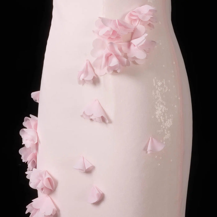 Light Yellow 3D Floral Chiffon Mermaid Evening Dress SF438 Sheer Fairy