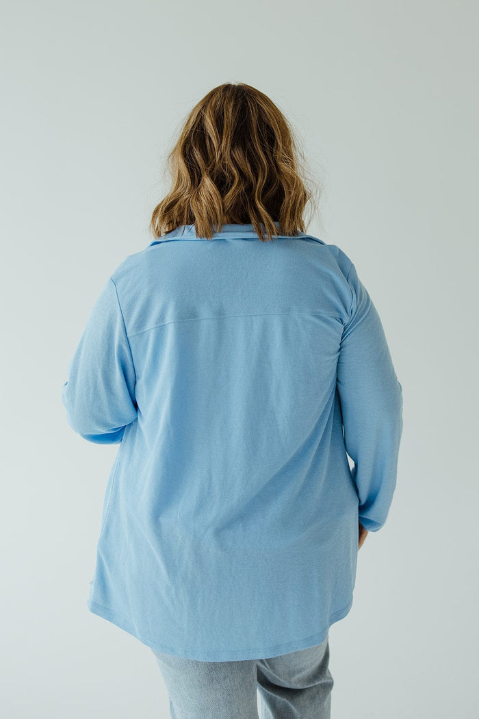 LIGHTWEIGHT KNIT BUTTON - DOWN IN AZURE - Love Marlow