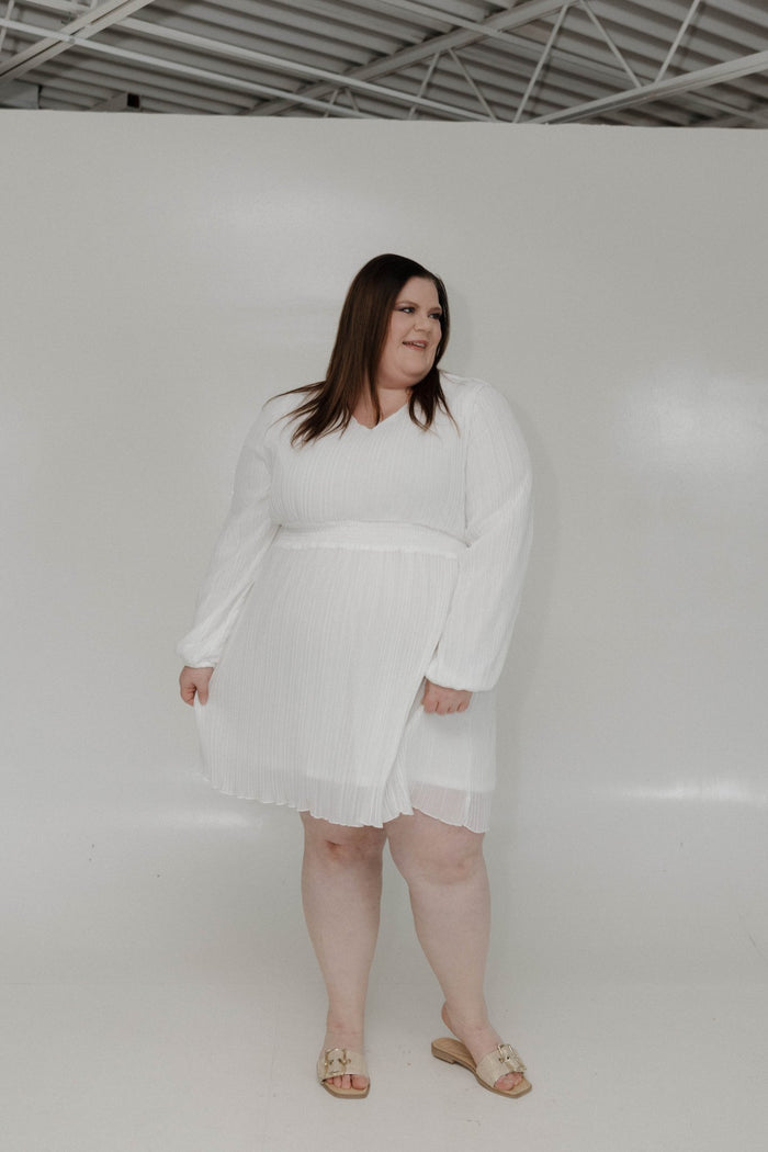 Long - Sleeved Pleated Dress – Cloud - Love Marlow