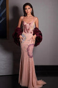 Luxury Pink Beaded Plunging Mermaid Evening Dress SS515 Sheer Fairy