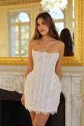 Luxury Romantic Beaded Drop Waist Mini Wedding Dress SW091 Sheer Fairy