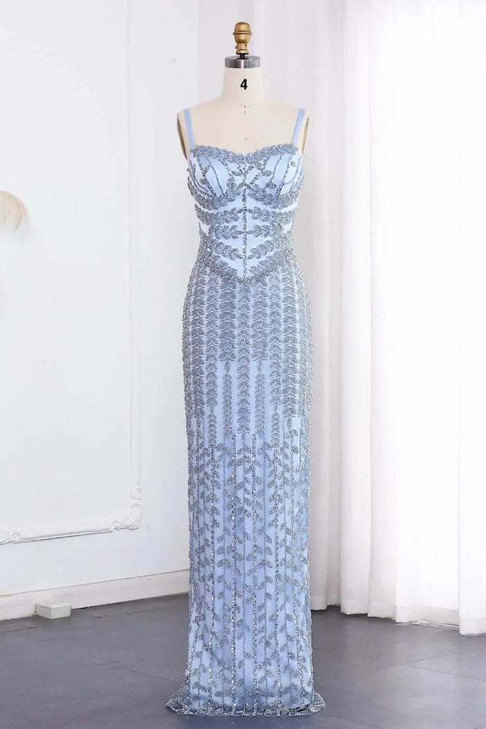 Luxury Spaghetti Straps Lace Beaded Mermaid Evening Dress SS694 Sheer Fairy