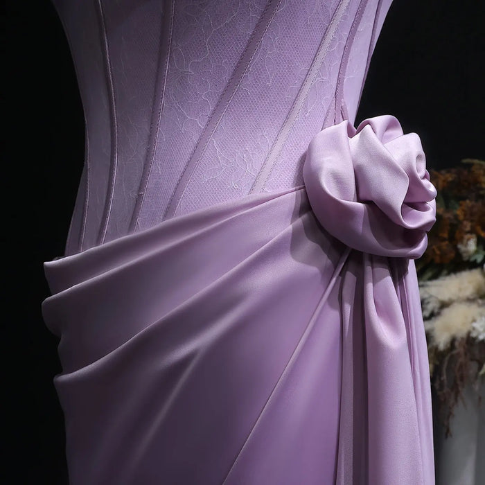Pink Satin Strapless Sweetheart Sheath Evening Dress SF042 Sheer Fairy