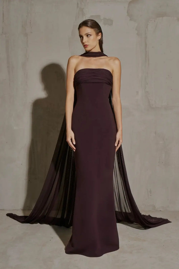 Strapless A-Line Black Chiffon Evening Dress SF111 Sheer Fairy