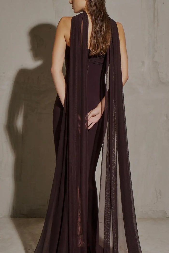 Strapless A-Line Black Chiffon Evening Dress SF111 Sheer Fairy