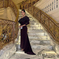 Purple Ruffled Satin One-Shoulder Sheath Evening Dress SF323 Sheer Fairy