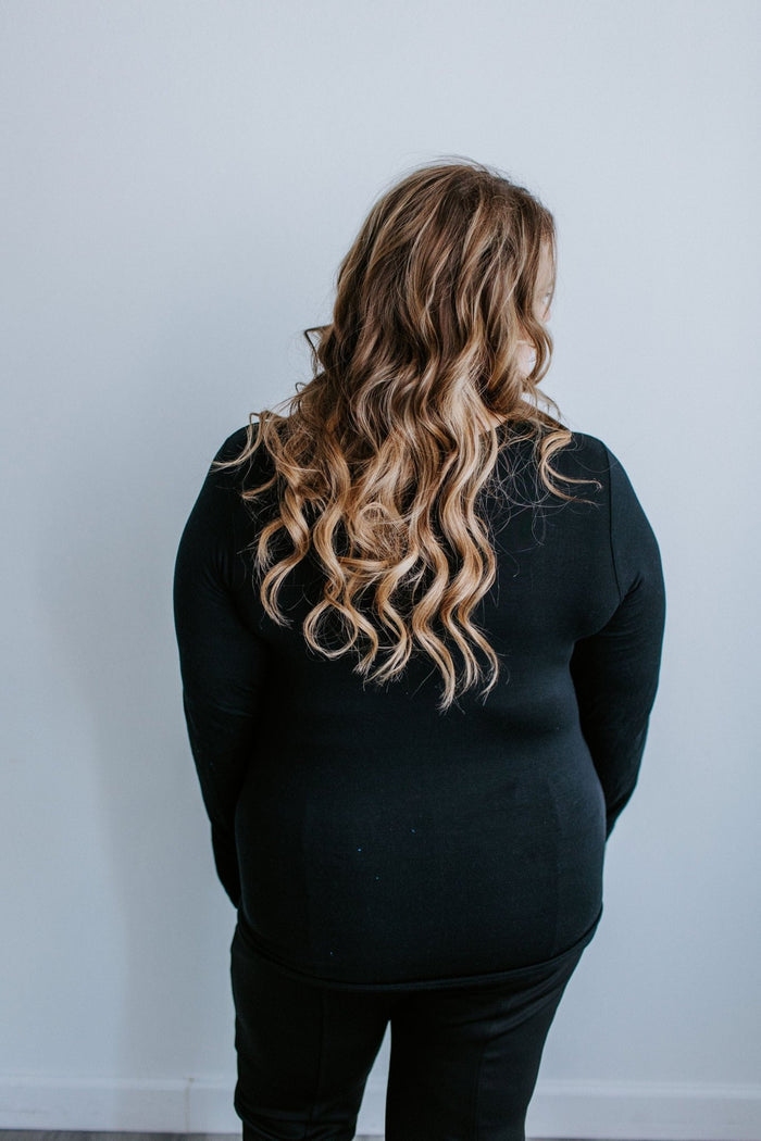 Spanx® BETTER BASE LONG SLEEVE CREW IN VERY BLACK - Love Marlow