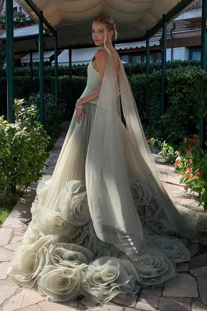 Terracotta Satin Ballgown Evening Dress with Scarf SF300 Sheer Fairy