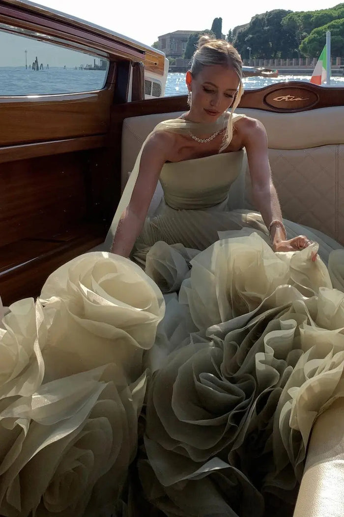 Terracotta Satin Ballgown Evening Dress with Scarf SF300 Sheer Fairy