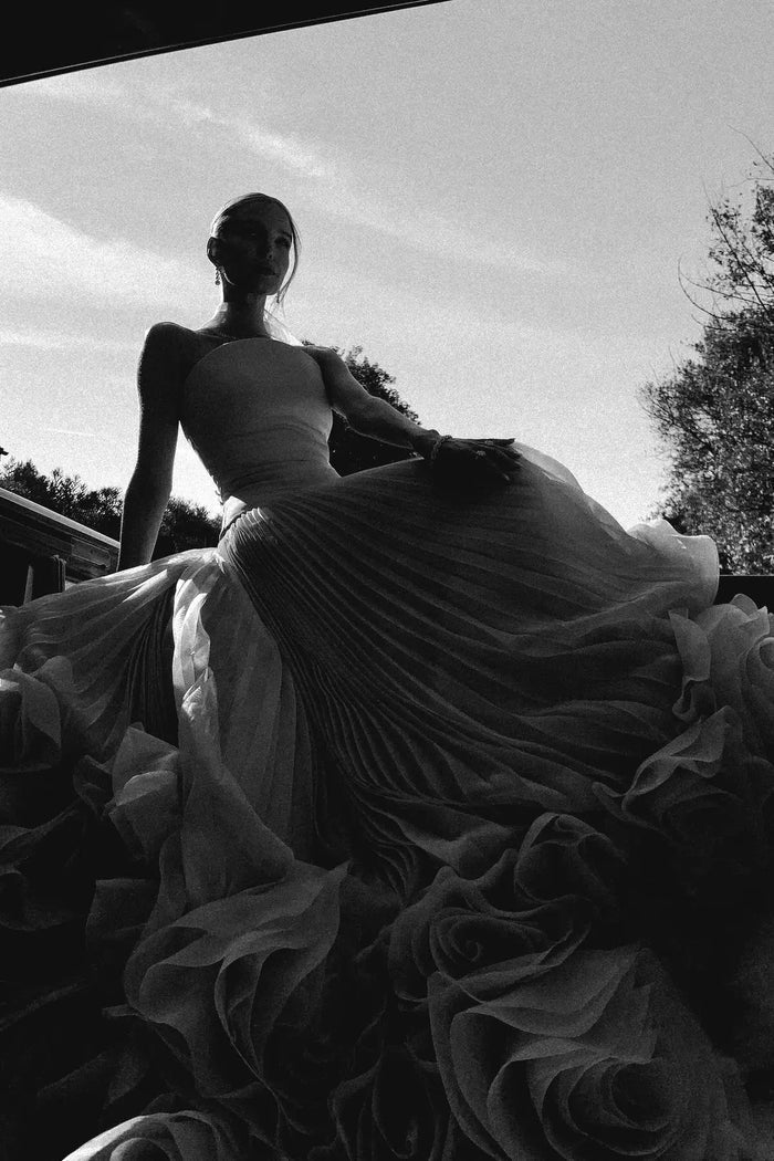 Terracotta Satin Ballgown Evening Dress with Scarf SF300 Sheer Fairy