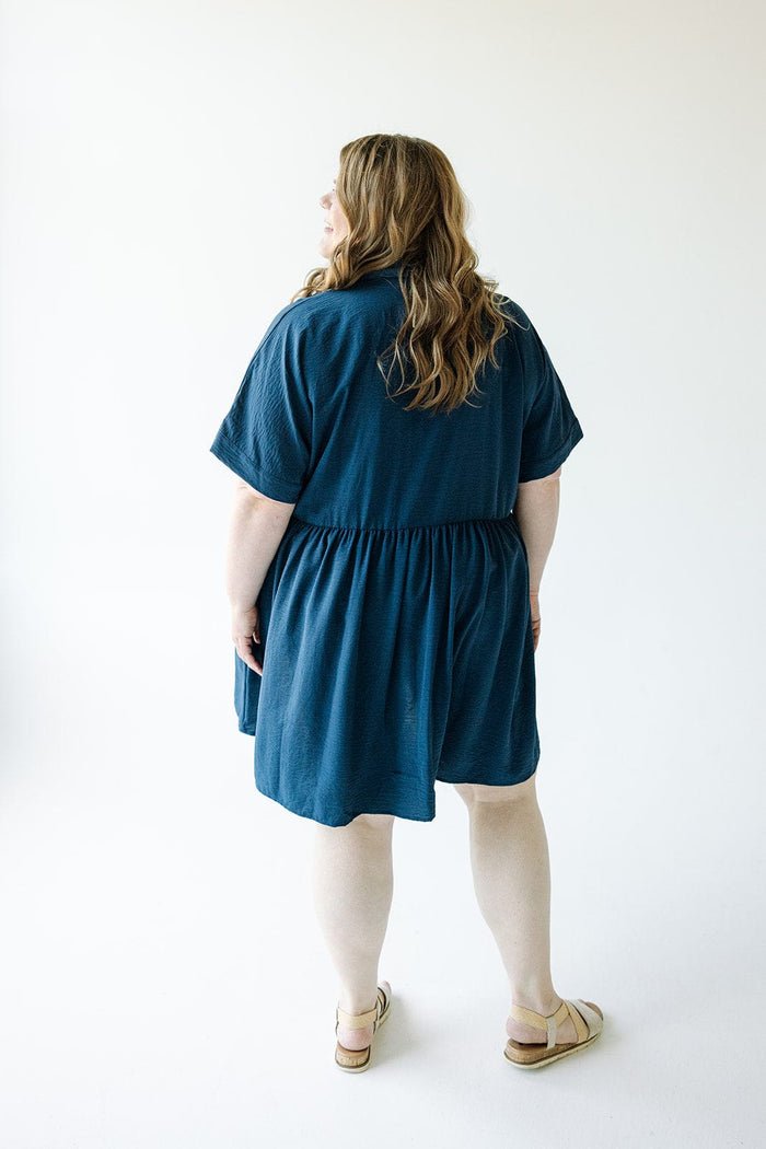 TEXTURED CHIFFON BUTTON FRONT DRESS IN INK - Love Marlow