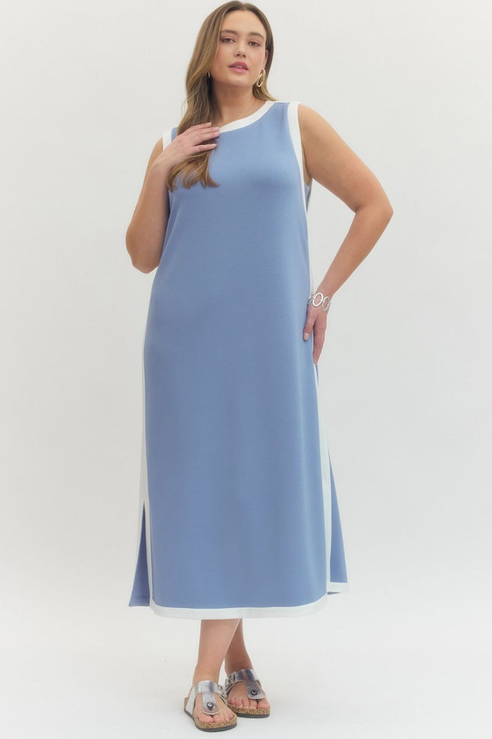Women's plus size light blue athleisure midi dress