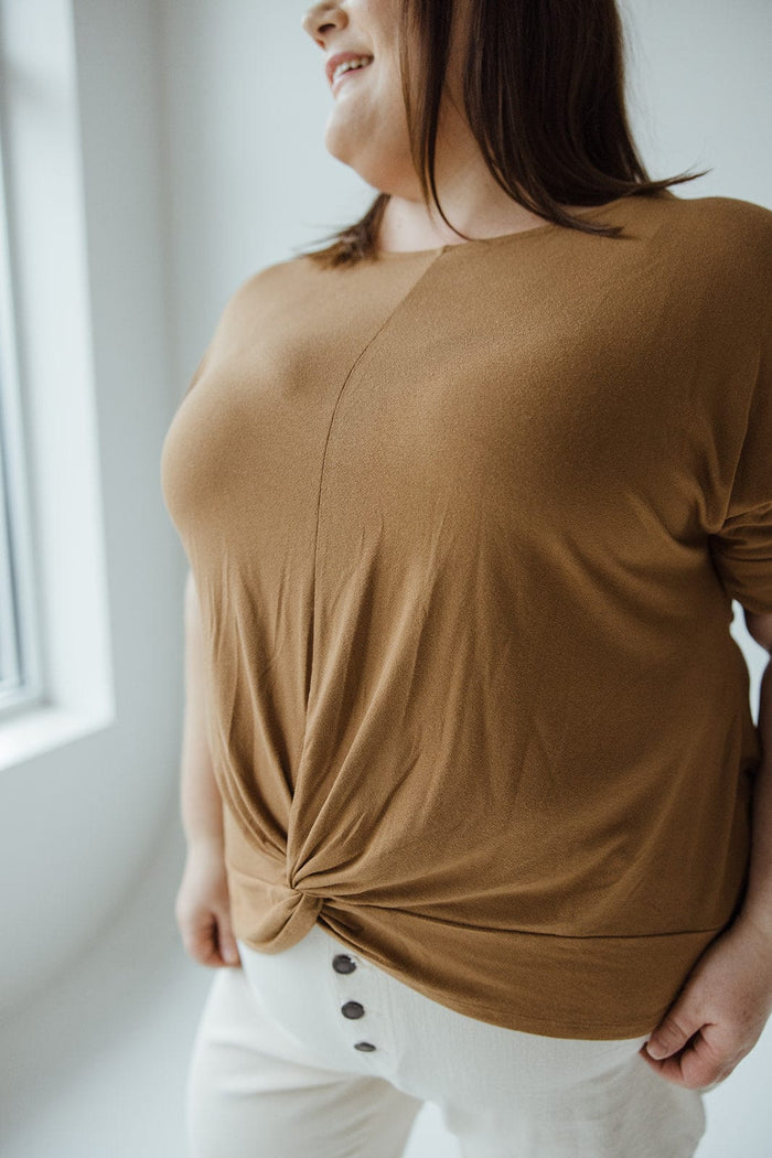 TWIST FRONT TEE IN URBAN BRONZE - Love Marlow