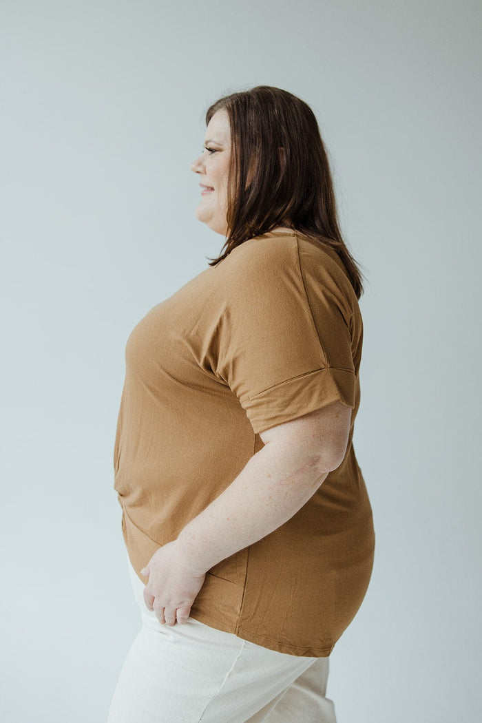TWIST FRONT TEE IN URBAN BRONZE - Love Marlow