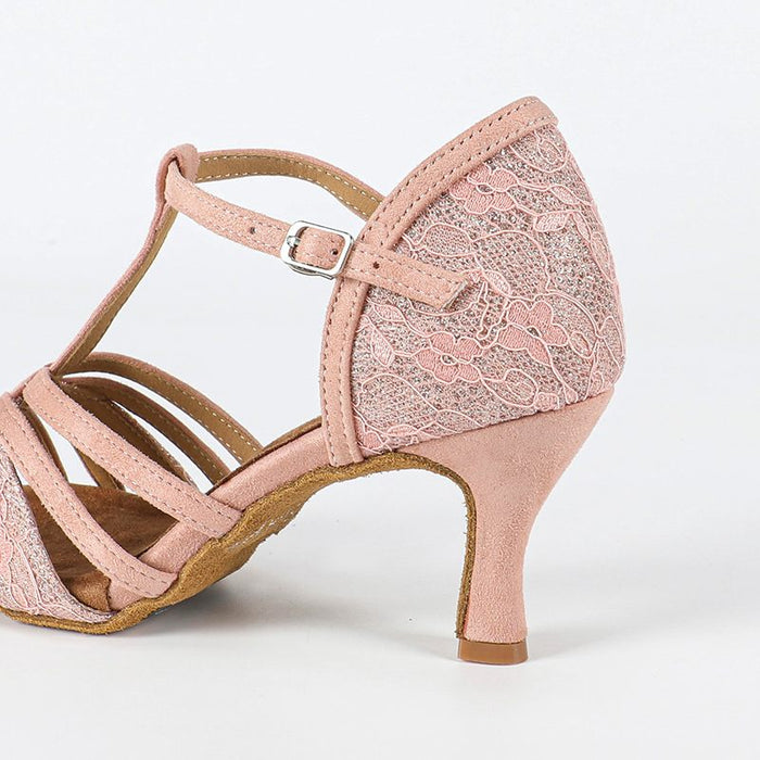 Women's Pink Customized Heel Latin Dance Shoes