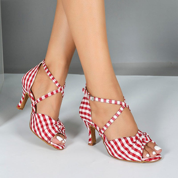 Women's Red Customized Heel Latin Dance Shoes Ballroom Dance Shoes
