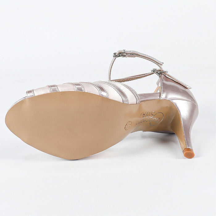 Women's Satin Customized Heel Rubber Sole Salsa Shoes Ballroom Dance Shoes Latin Shoes